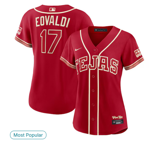 women Texas Rangers #17 Eovaldi red Nike 2026 MLB City Connect Jersey->->